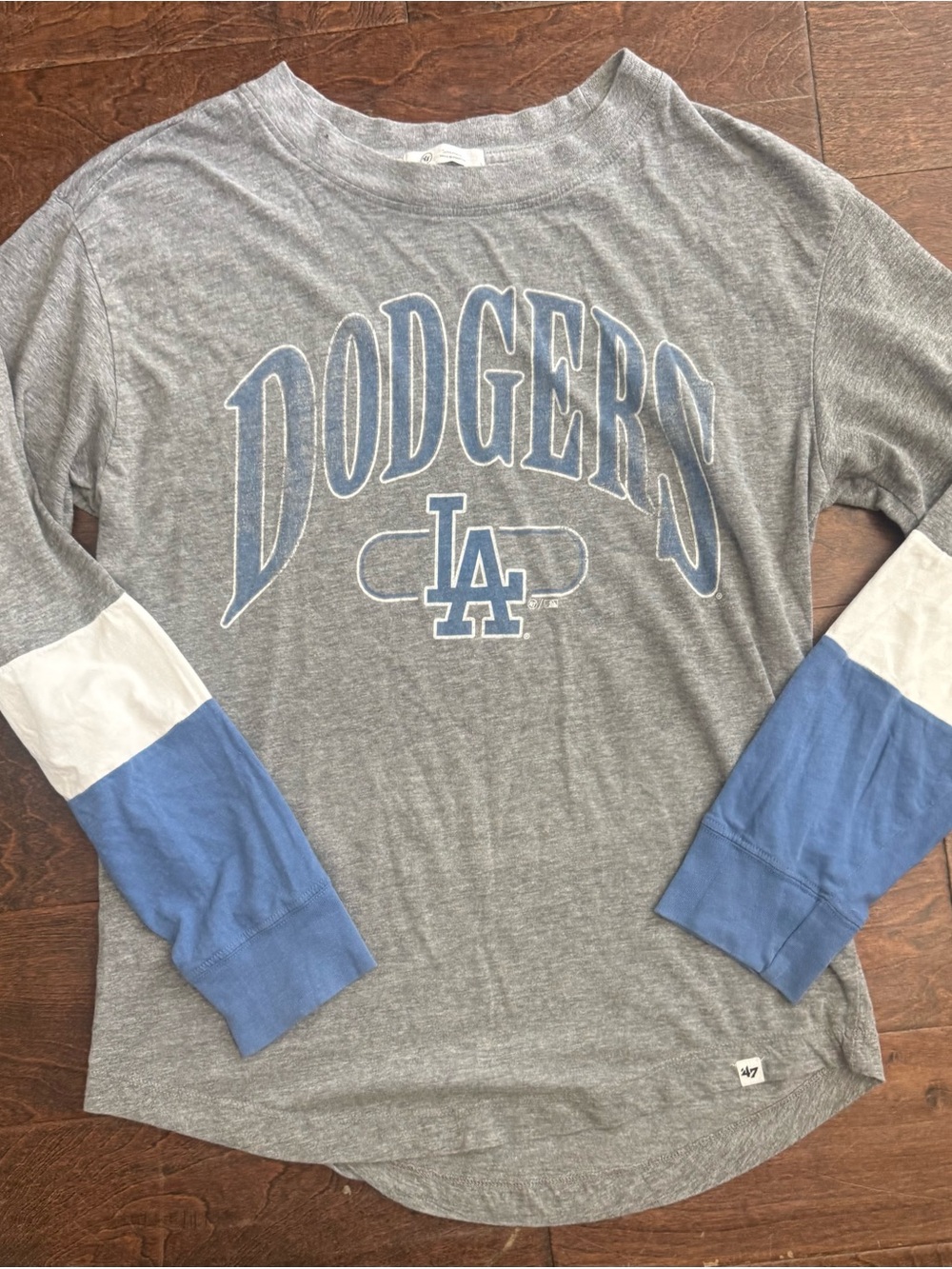 47 Brand Los Angeles Dodgers Gray, Blue & White Long Sleeve Tee